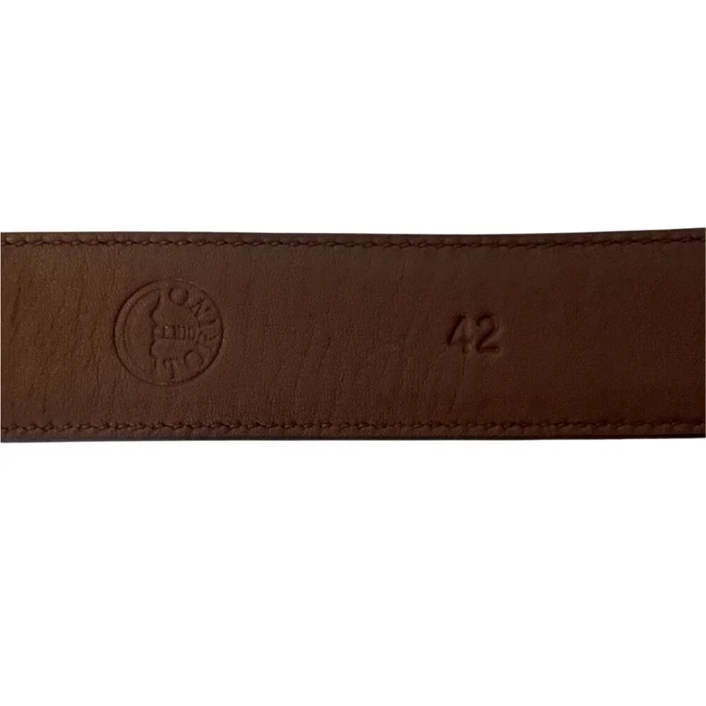 Torino Leather Co. Mens Black Leather Belt Size 42 With Silver Buckle